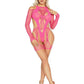 Leg Avenue Off-The-Shoulder Fishnet Garter Harness and Layered Opaque Cut-Out Teddy