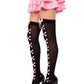 Leg Avenue Opaque Cross Bone Thigh Highs with Satin Bow Accent - Black/Light Pink - One Size