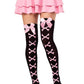 Leg Avenue Opaque Cross Bone Thigh Highs with Satin Bow Accent