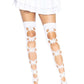 Leg Avenue Opaque Net Cut-Out Butterfly Applique Thigh Highs - White - One Size