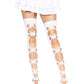 Leg Avenue Opaque Net Cut-Out Butterfly Applique Thigh Highs - White - One Size