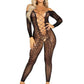 Leg Avenue Python Net Crotchless Footless Lingerie Jumpsuit with Faux Lace Up Detail