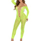 Leg Avenue Python Net Crotchless Footless Lingerie Jumpsuit with Faux Lace Up Detail