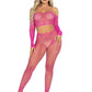 Leg Avenue Rhinestone Fishnet Crop Top and Footless Tights