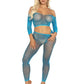 Leg Avenue Rhinestone Fishnet Crop Top and Footless Tights