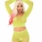 Leg Avenue Rhinestone Fishnet Long Sleeve Crop Top and Biker Shorts