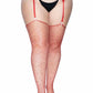 Leg Avenue Rhinestone Fishnet Stockings - Red - Queen/XLarge/XXLarge