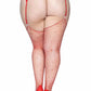 Leg Avenue Rhinestone Fishnet Stockings - Red - Queen/XLarge/XXLarge