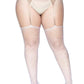 Leg Avenue Rhinestone Fishnet Stockings - White - Queen/XLarge/XXLarge