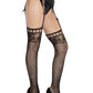 Leg Avenue Rhinestone Lace Top Fishnet Stockings with Attached Garter Belt - Black - One Size