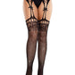Leg Avenue Rhinestone Lace Top Fishnet Stockings with Attached Garter Belt