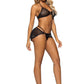 Leg Avenue Rhinestone Mesh Bra Top with Ring Accent, G-String Panty and Matching Sarong