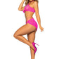 Leg Avenue Rhinestone Mesh Bra Top with Ring Accent, G-String Panty and Matching Sarong