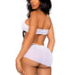 Leg Avenue Rhinestone Mesh Bra Top with Ring Accent, G-String Panty and Matching Sarong - White - Small - 3 Pieces