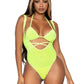 Leg Avenue Rhinestone Mesh Wrap Around Bikini Top and Suspender Bodysuit - Yellow - One Size - 2 Piece