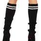 Leg Avenue Ribbed Stirrup Leg Warmers with Athletic Stripe