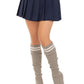 Leg Avenue Ribbed Stirrup Leg Warmers with Athletic Stripe - Grey - One Size