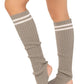 Leg Avenue Ribbed Stirrup Leg Warmers with Athletic Stripe - Grey - One Size