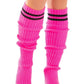 Leg Avenue Ribbed Stirrup Leg Warmers with Athletic Stripe