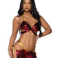 Leg Avenue Ruby Desert Princess Lame Bikini Top and Split Leg Cut-Out Harem Pants with Side Ties - Red - XSmall - 2 Piece