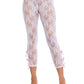 Leg Avenue Scalloped Trimmed Floral Lace Footless Capri Tights with Keyhole Bow Detail - White - One Size