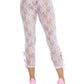 Leg Avenue Scalloped Trimmed Floral Lace Footless Capri Tights with Keyhole Bow Detail