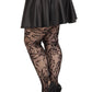 Leg Avenue Seamless Chantilly Floral Lace Tights - 1x-2x - Black