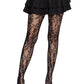 Leg Avenue Seamless Chantilly Floral Lace Tights - Black - One Size