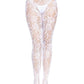 Leg Avenue Seamless Chantilly Floral Lace Tights - Red - One Size