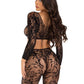 Leg Avenue Seamless Chantilly Lace Crop Top and Footless Tights