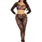 Leg Avenue Seamless Chantilly Lace Crop Top and Footless Tights