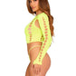 Leg Avenue Seamless Cut Out Long Sleeve Crop Top and G-String Panty