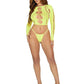 Leg Avenue Seamless Cut Out Long Sleeve Crop Top and G-String Panty