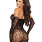 Leg Avenue Seamless Dotted Lace Tube Dress and Matching Gloves - Black - One Size - 2 Piece