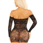 Leg Avenue Seamless Lace Net Off The Shoulder Mini Dress with Twist Halter Strap