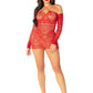 Leg Avenue Seamless Lace Net Off The Shoulder Mini Dress with Twist Halter Strap