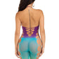 Leg Avenue Seamless Ombre Faux Lace Up Footless Bodystocking - One Size - Ocean
