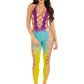 Leg Avenue Seamless Ombre Faux Lace Up Footless Bodystocking - One Size - Ocean