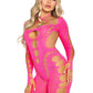 Leg Avenue Seamless Opaque Cut-Out Footless Bodystocking - Pink - One Size