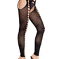 Leg Avenue Seamless Opaque Cut-Out Footless Suspender Hose - Black - One Size