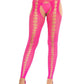 Leg Avenue Seamless Opaque Cut-Out Footless Suspender Hose - Neon Pink - One Size
