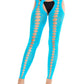 Leg Avenue Seamless Opaque Cut-Out Footless Suspender Hose - Turquoise - One Size