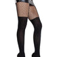 Leg Avenue Seamless Opaque Garter Illusion Tights with Net Thigh Detail - Black - One Size