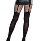 Leg Avenue Seamless Opaque Garter Illusion Tights with Net Thigh Detail