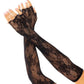 Leg Avenue Seamless Opera Length Floral Net Fingerless Gloves - Black - One Size