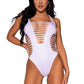 Leg Avenue Seamless Shredded Racer Back Thong Bodysuit - White - One Size