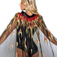 Leg Avenue Sheer Glitter Flame Devil Cape and Devil Horns - Black - One Size - 2 Piece
