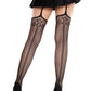 Leg Avenue Sinful Fishnet Stockings with Cross Backseam and Attached Garter Belt with Cross Accent - Black - One Size