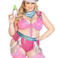 Leg Avenue Space Cowgirl Set Bandana Print Tie Front Crop Top with Fringe Trim, High Waist Bottoms with Attached Chaps, Belt with Fringe Detail, and Neck Bandana - Multicolor - 3XLarge/4XLarge - 4 Piece