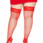 Leg Avenue Spandex Industrial Net Thigh Highs with Stay Up Silicone Lace Top - 1x-2x